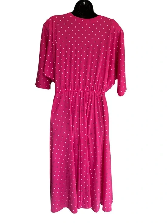 Vintage 80's Pink Polka Dot Button Front Dress Size L - Picture 5 of 10